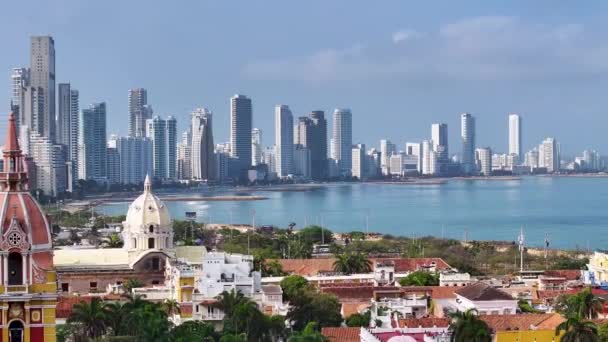 Historické Centrum Cartagena Indias Bolívaru Kolumbie Karibská Pláštěnka Centru Města — Stock video