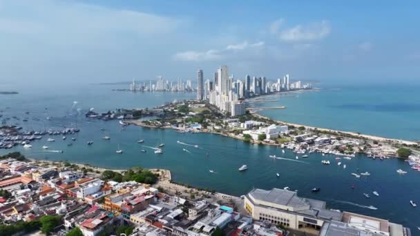 Cartagena Skyline Cartagena India Bolivar Colombia 加勒比城市景观 市中心背景 Cartagena India — 图库视频影像
