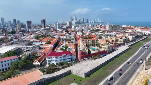 Cartagena Skyline Cartagena Bolívar Colômbia High Rise Buildings Paisagem Distrito — Vídeo de Stock