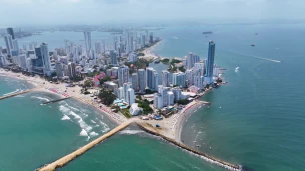 Cartagena India Skyline Cartagena India Bolívar Colombia Paisaje Urbano Caribeño — Vídeo de stock