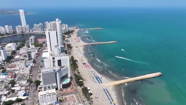 Cartagena Skyline Cartagena Bolivar Colombia High Rise Buildings Landscape Downtown — Stockvideo