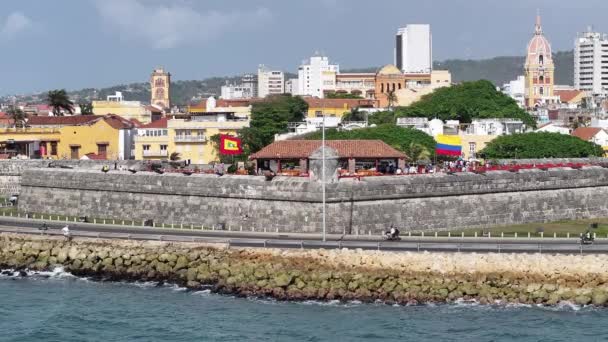 Cafe Del Mar Cartagena India Bolivar Colombia 加勒比城市景观 市中心背景 Cartagena — 图库视频影像