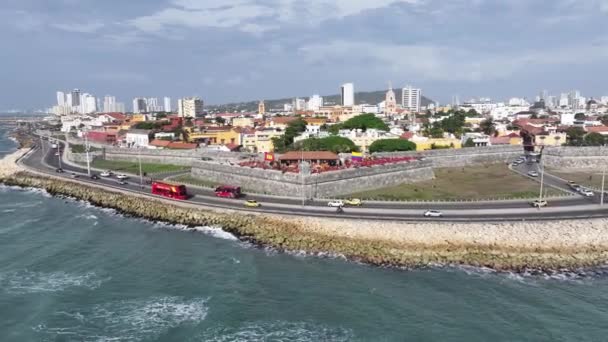 Cafe Del Mar Cartagena India Bolivar Colombia Caribbean Cityscape Downtown — Stockvideo
