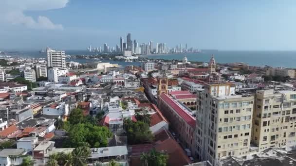 Bolivar Kolombiya Daki Cartagena Indias Ortaçağ Kilisesi Karayip Kilisesi Şehir — Stok video