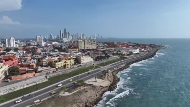 Cartagena Skyline Cartagena India Bolivar Colombia Caribbean Cityscape Downtown Background — Stockvideo