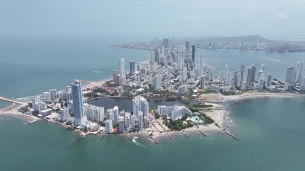 Bocagrande Beach Cartagena Indias Bolivar Colombia Caribbean Seascape Downtown City — Vídeos de Stock