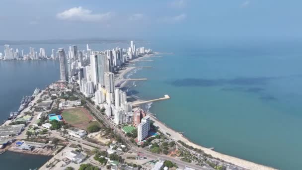 Bocagrande Cartagena Bolivar Colombia High Rise Buildings Landscape Downtown District — Stockvideo