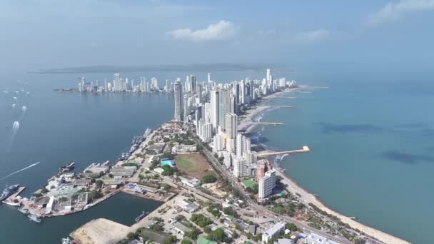 Panoramic View Cartagena India Bolivar Colombia Caribbean Cityscape Downtown Background — Stockvideo