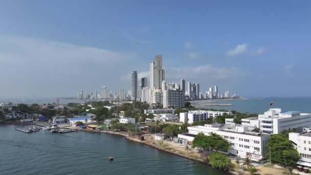 Cartagena Skyline Cartagena India Bolivar Colombia 加勒比城市景观 市中心背景 Cartagena India — 图库视频影像