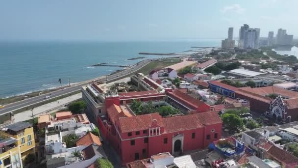 玻利维亚哥伦比亚卡塔赫纳的历史建筑 高楼景观 市中心区 Cartagena Bolivar Colombia 旅游的吸引力 名城名城 — 图库视频影像