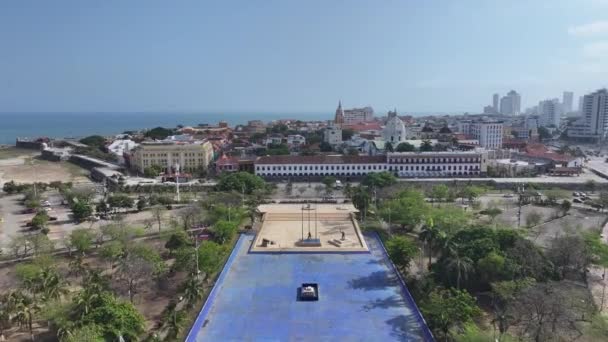 Történelmi Központ Cartagenában Bolivar Kolumbiában High Rise Buildings Tájkép Belvárosban — Stock videók