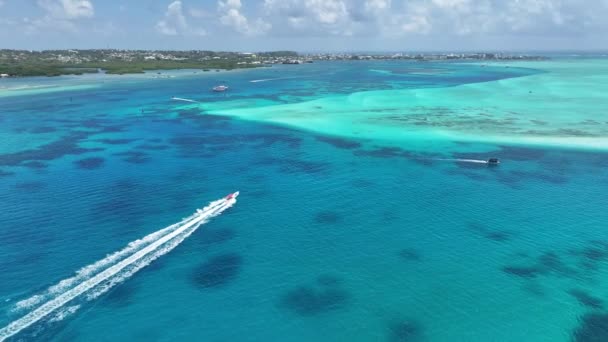 Blue Bay Water San Andres Ilha Caribe Colômbia Praia Caribe — Vídeo de Stock