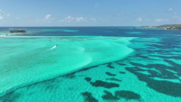 Blue Bay Water San Andres Ilha Caribe Colômbia Paisagem Praia — Vídeo de Stock