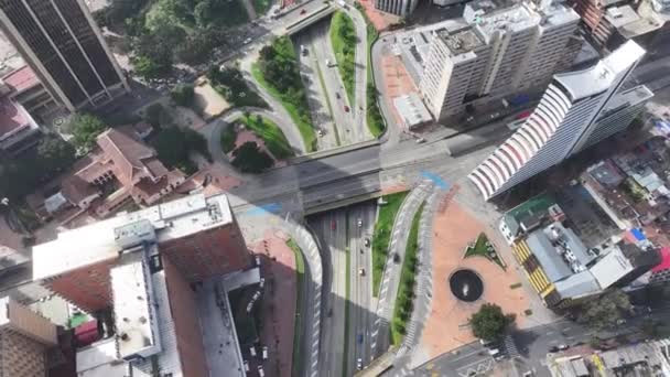 Motorvägen Vid Bogota Cundinamarca Colombia Stadsbilden Centrum Finansdistriktets Bakgrund Bogota — Stockvideo