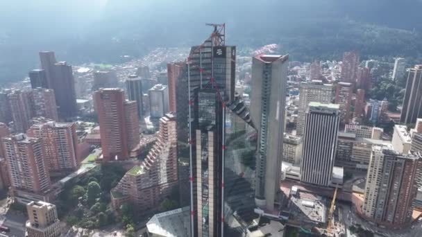 Bancolombia Building Bogota Cundinamarca Colombia Stadsgezicht Financiële District Achtergrond Bogota — Stockvideo
