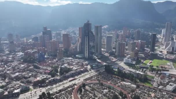 Pénzügyi Központ Bogotában Kolumbiában High Rise Buildings Tájkép Városkép Háttér — Stock videók