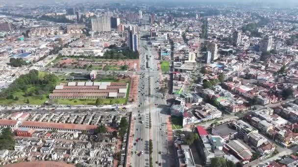 Highway Road Bij Bogota Cundinamarca Colombia Stadsgezicht Financiële District Achtergrond — Stockvideo