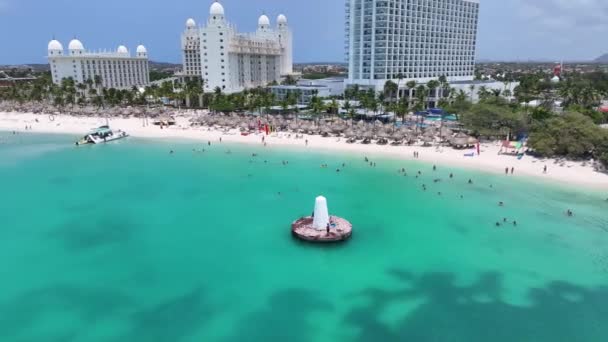 Palm Beach Lighthouse Palm Beach Caribbean Netherlands Aruba Beach Landscape — Video Stock