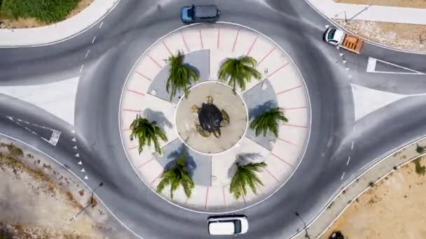 Amsterdam Manor Roundabout Eagle Beach Caribbean Netherlands Aruba Turtle Roundabout — Stock video