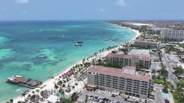 Höga Betyg Hotell Palm Beach Oranjestad Aruba Landskap Vid Stranden — Stockvideo