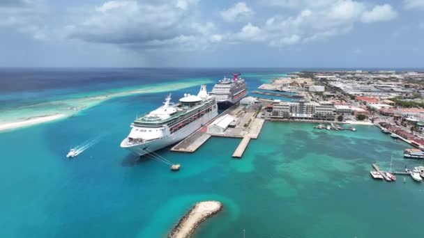 Karayip Seyahat Gemisi Karayip Hollanda Daki Oranjestad Aruba Karayip Gemi — Stok video