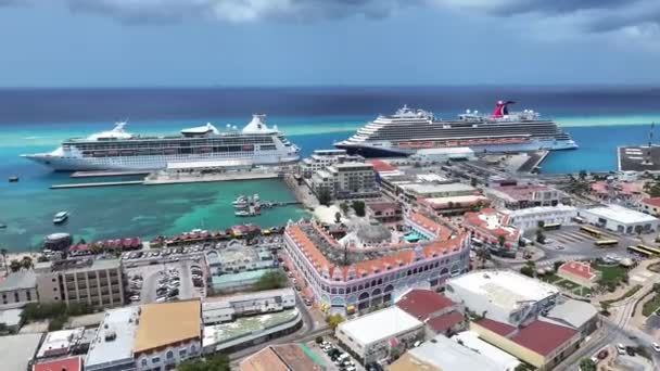 Hollanda Karayipler Deki Oranjestad Aruba Skyline Karayip Gemi Gezisi Skyline — Stok video