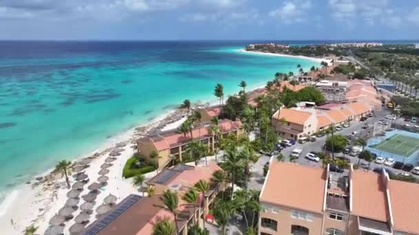 Hollanda Karayip Bölgesi Aruba Daki Oranjestad Plaj Tatil Köyü Karayip — Stok video