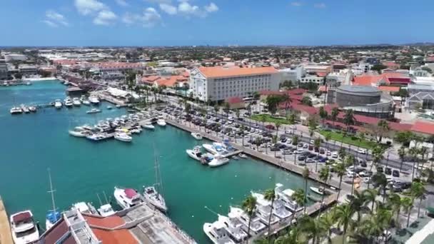 Aruba Skyline Oranjestad Karibien Nederländerna Aruba Karibiska Staden Centrala Skyline — Stockvideo