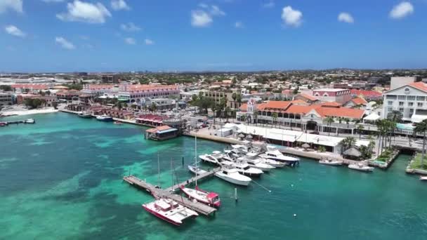 Hollanda Karayipler Deki Oranjestad Aruba Skyline Karayip Şehri Skyline Şehir — Stok video