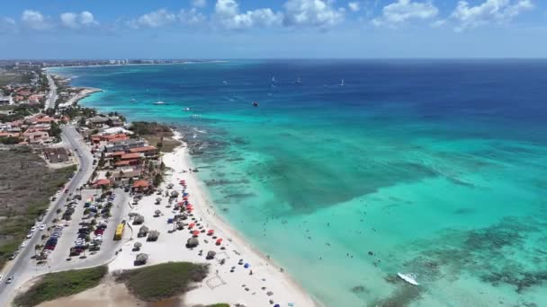Stranden Arashi Vid Noord Oranjestad Aruba Landskap Vid Stranden Karibiska — Stockvideo