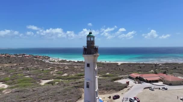Karayip Hollanda Aruba Daki Oranjestad Daki Kaliforniya Deniz Feneri Plaj — Stok video