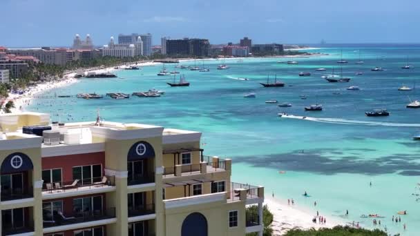 Hollanda Karayipler Deki Oranjestad Daki Palm Beach Aruba Karayip Sahili — Stok video