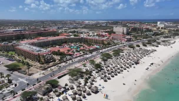 Praia Águia Oranjestad Caribe Holanda Aruba Praia Caribe Fundo Mar — Vídeo de Stock