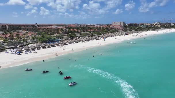 Hollanda Karayipler Deki Oranjestad Peaceful Beach Aruba Plaj Manzarası Karayip — Stok video
