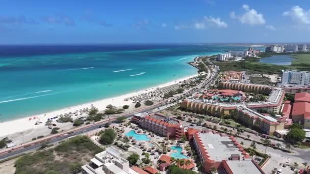 Eagle Beach Noord Oranjestad Aruba Strand Landschap Caribisch Paradijs Noord — Stockvideo