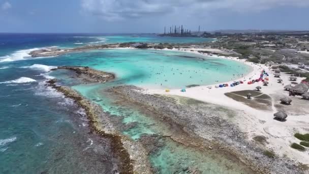Hollanda Karayipler Deki Oranjestad Daki Baby Beach Aruba Karayip Sahili — Stok video