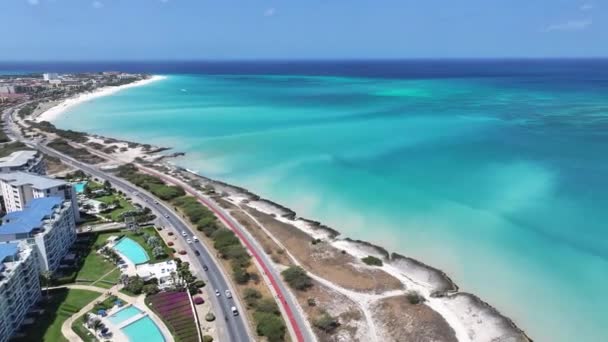 Hollanda Karayipler Deki Oranjestad Daki Palm Beach Aruba Karayip Sahili — Stok video