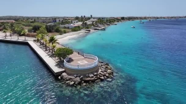 Caribbean Pier Kralendijk Bonaire Netherlands Antilles Beach Landscape Caribbean Island — Stock Video