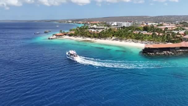 Caribbean Skyline Kralendijk Bonaire Nederländska Antillerna Island Beach Blå Havslandskapet — Stockvideo