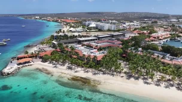 Waterfront Resort Kralendijk Bonaire Nederländska Antillerna Island Beach Blå Havslandskapet — Stockvideo
