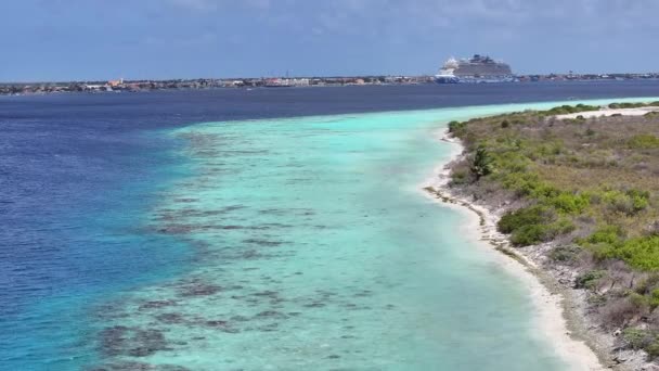 Klein Bonaire Sahili Kralendijk Bonaire Hollanda Antilleri Plaj Manzarası Karayip — Stok video
