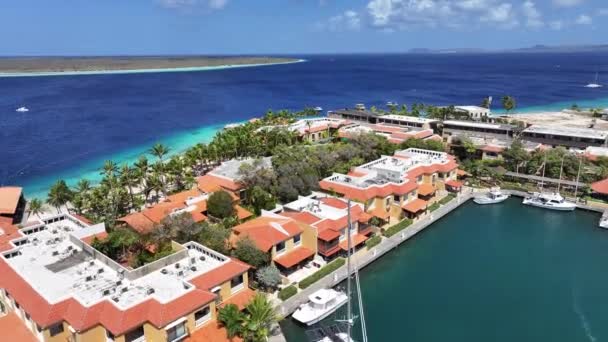Bonaire Skyline Kralendijk Bonaire Nederländska Antillerna Landskap Vid Stranden Karibiska — Stockvideo