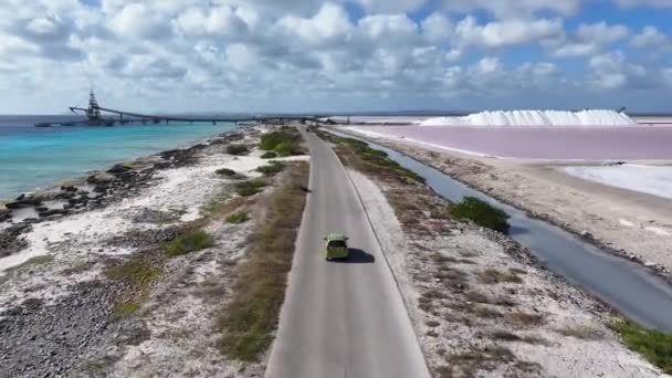 Caribbean Road Vid Kralendijk Bonaire Nederländska Antillerna Seascape Landskap Karibiska — Stockvideo