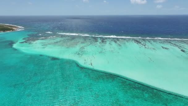 Sorobon Beach Kralendijk Bonaire Nederlandse Antillen Island Beach Blauwe Zee — Stockvideo