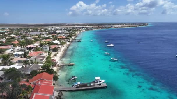 Bonaire Hollanda Nın Bonaire Antilleri Ndeki Bonaire Karayip Adası Skyline — Stok video