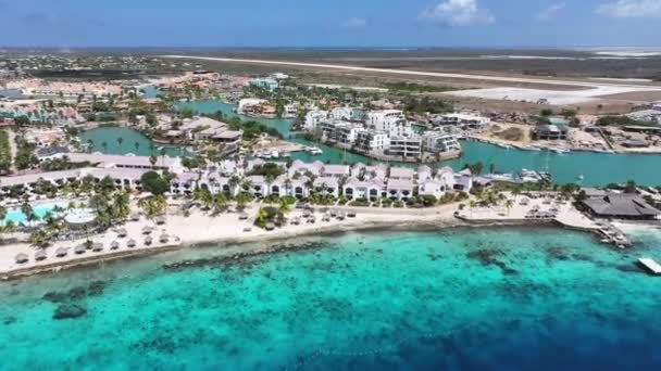 Caraïbische Huizen Kralendijk Bonaire Nederlandse Antillen Caribisch Eiland Het Centrum — Stockvideo