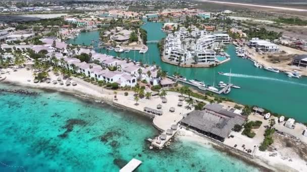 Caraïbische Huizen Kralendijk Bonaire Nederlandse Antillen Caribisch Eiland Het Centrum — Stockvideo