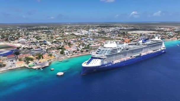 Caribbean Cruise Kralendijk Bonaire Netherlands Antilles Caribbean Island Downtown Skyline — Vídeos de Stock