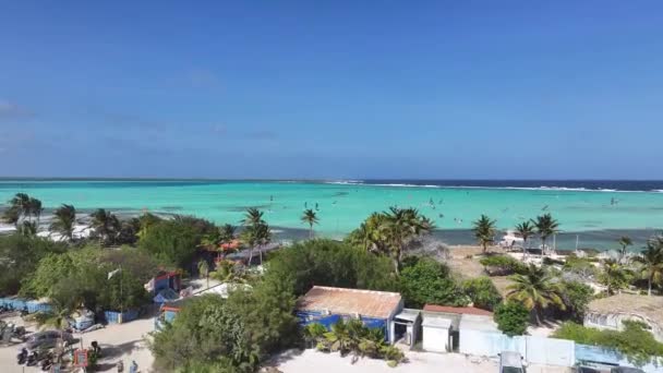Sorobon Beach Kralendijk Bonaire Nederländska Antillerna Island Beach Blå Havslandskapet — Stockvideo