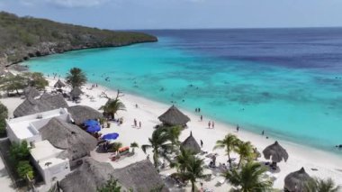 Hollanda, Willemstad 'daki Cas Abao Plajı Curacao. Plaj manzarası. Karayip Adası. Hollanda 'daki Willemstad Curacao. Deniz Burnu Açık Hava. Doğa Turizmi.